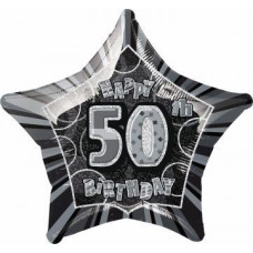 50 år foliestjerne svart/sølv